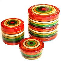 Multi-Colored Lacquerware Round Bento Boxes