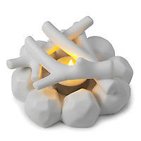 Porcelain Campfire by David Weeks for Kikkerland with LED tea light on