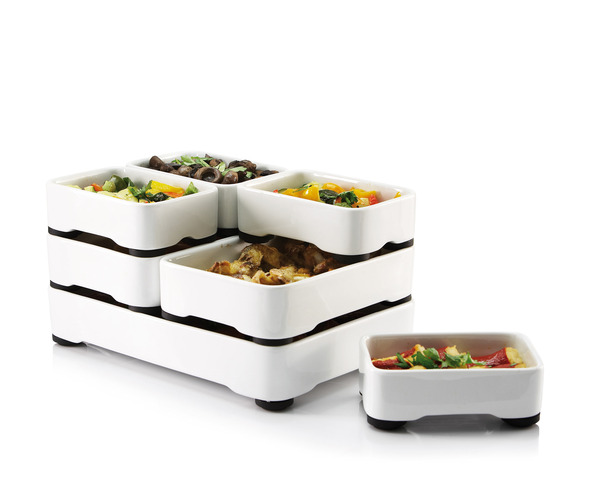 Stackable Oven-to-Table Cookware by Christian Bjorn multi-course meal