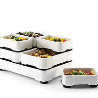 Stackable Oven-to-Table Cookware by Christian Bjorn multi-course meal
