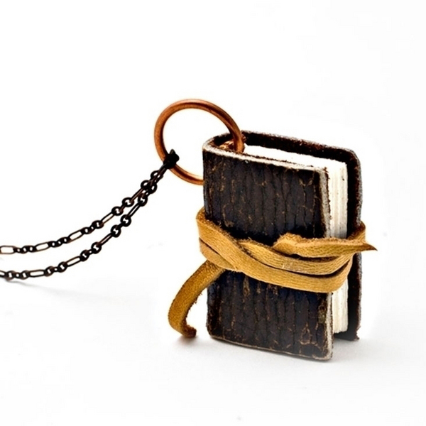 Black Spot Book Necklace dark with yellow wrap