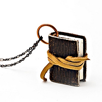 Black Spot Book Necklace dark with yellow wrap