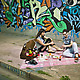 Boxsal Picnic Box Urban Picnic with guy and girl on sidewalk with graffiti backdrop