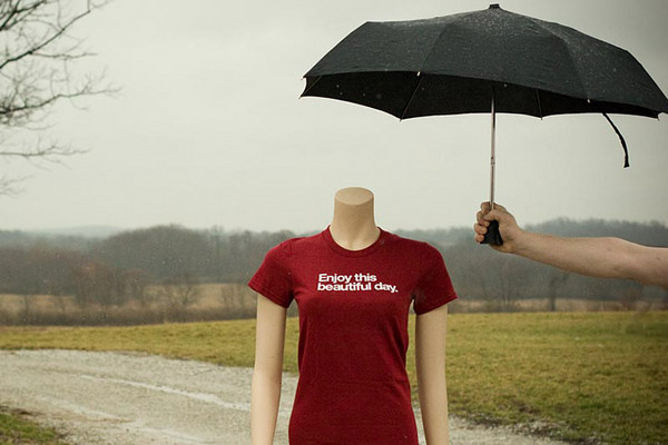 Wire and Twine Enjoy This Beautiful Day T-shirt under umbrella