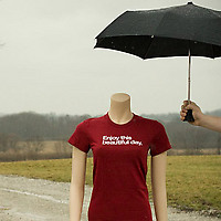 Wire and Twine Enjoy This Beautiful Day T-shirt under umbrella
