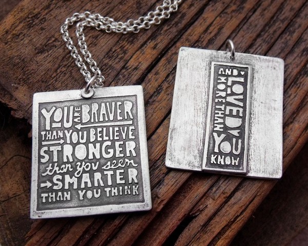 You are Braver Than You Believe Necklace by Lulu Bug front and back