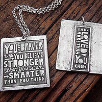 You are Braver Than You Believe Necklace by Lulu Bug front and back