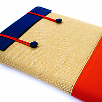 Hessian Red &amp; Navy Laptop Sleeve by Ambette top