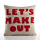 Let's Make Out Pillow by Alexandra Ferguson oatmeal and red