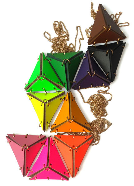 Leather Triangle Necklace by EABurns 1