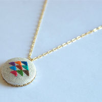 Golden Triangle Cross Stitched Pendant Necklace by Gamma Folk 7