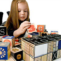 Eames House Blocks with girl front view