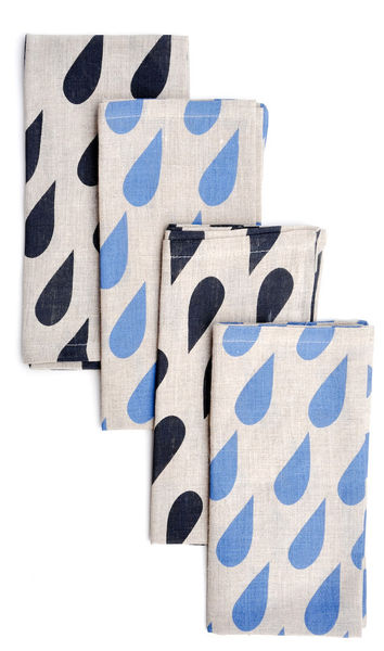 Raindrops Linen Napkins – Set of 4 on Wantist