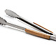 Outset Verde Recycled Stainless Steel and Bamboo Grilling Locking Tongs