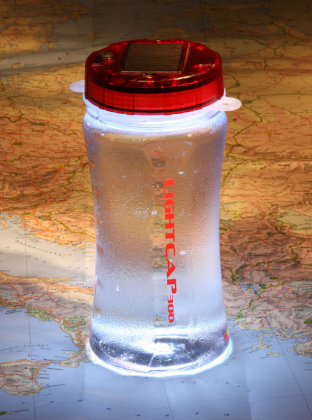 LightCap 300 Solar-Powered Lantern and Water Bottle with map