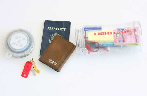 Lightcap_300_solar-powered_lantern_and_water_bottle_with_passport_and_valuables-sixhundred