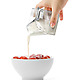 Fred Half Pint with bowl of strawberries