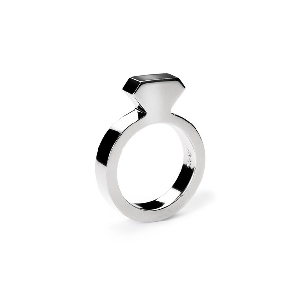 Diamond Sterling Silver Ring - 4mm wide Vertical View