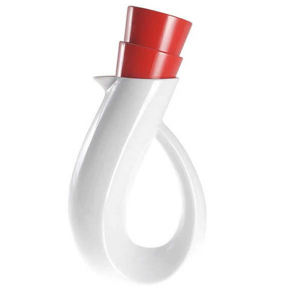 Vin-Eau Carafe with red cups nested on top