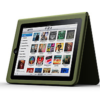 Green Cloak iPad Case propped open in landscape orientation