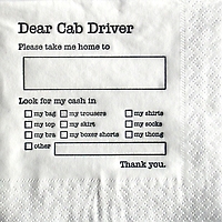 Dear Cab Driver Napkin Set of 12