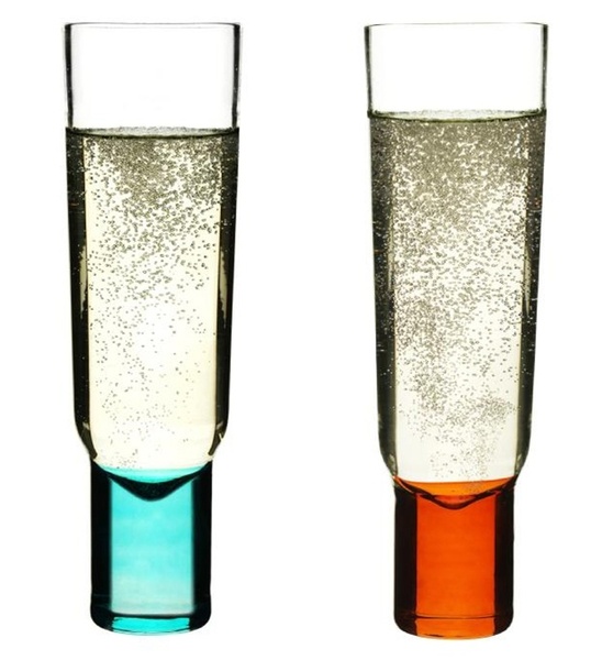 Sagaform CLUB Champagne Glasses - Set of 2 Orange and Blue