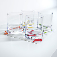 Set of four Modern-twist Grid Coaster Notz with glasses