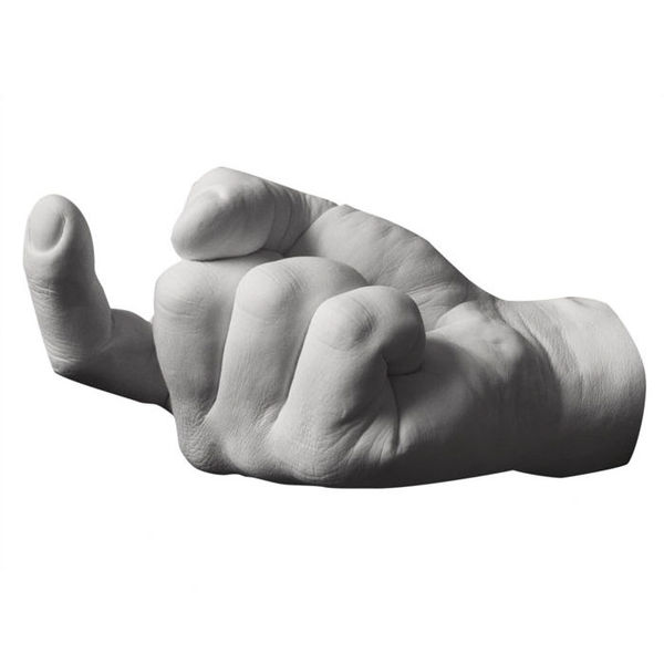 White C'Mere hand-shaped hook with a beckoning finger