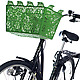 Green Carrie Bicycle Basket on black bike - cropped