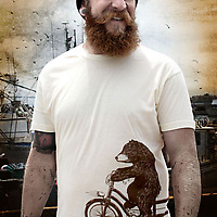 Bears in Tandem Maiden Voyage Tshirt on bearded man front